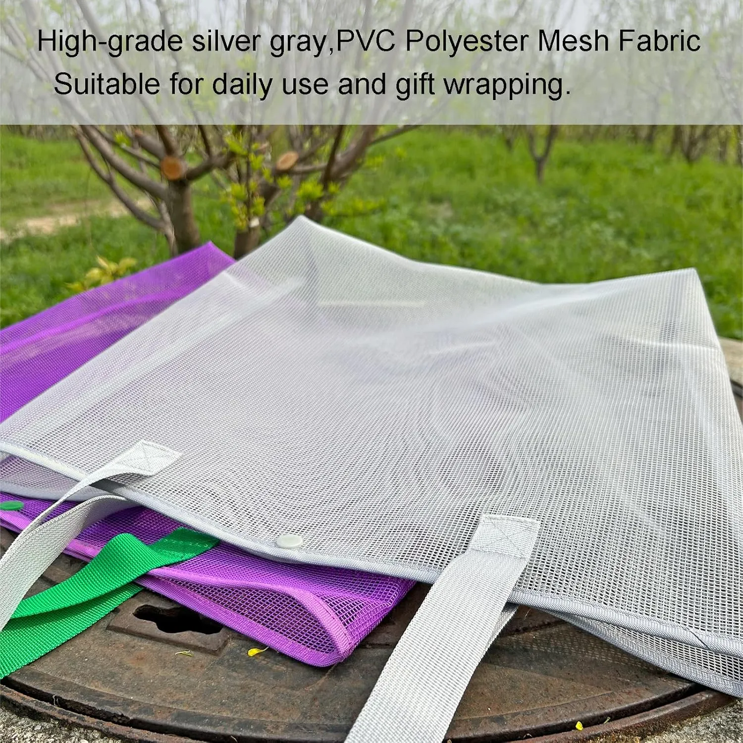 2Pack Large lightweight Simple Mesh Beach Tote Bag With snap Button Reusable Pool Bag for Outdoor Travel Shopping Gym