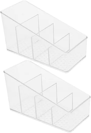 2Pcs Tea Bag Organizer with Compartments Transparent Desktop Storage Box for Sugar Packets and Lightweight and Easy to Clean Tea Holder for Home and Travel