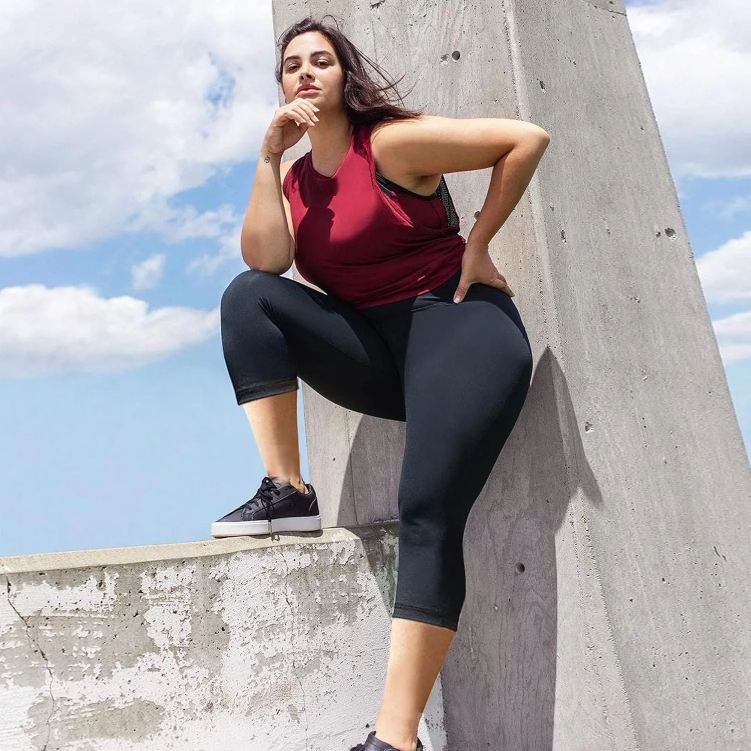 3 Pack Women's Plus Size Capri Leggings High Waist Tummy Control, Stretchy Yoga Workout Pants (XL-4X) - Spandex Elastic Fit