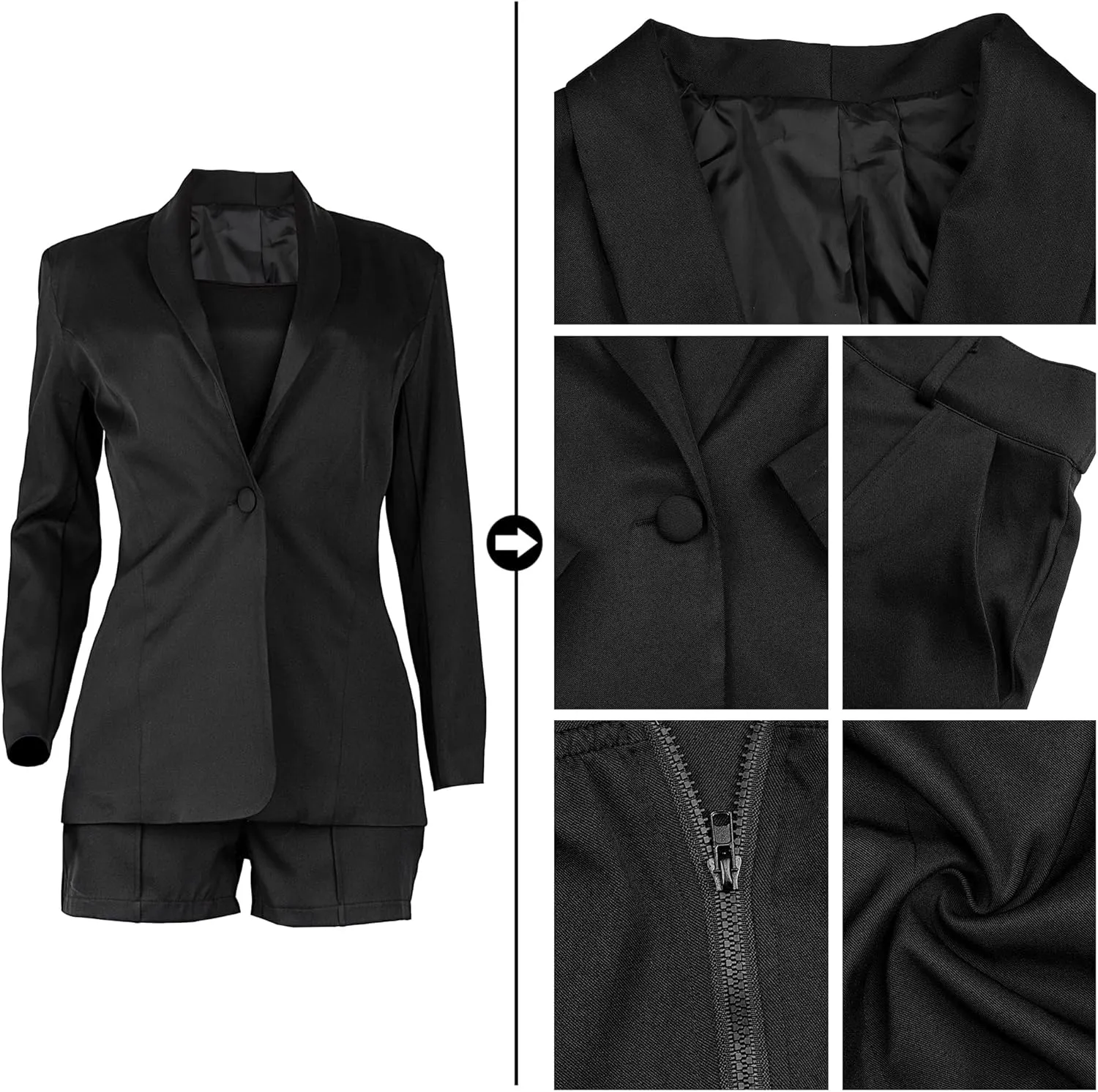 3 Piece Blazer Sets for Women Open Front Button Blazer   Crop Tops   Shorts Bottoms with Belt Business Suit Sets