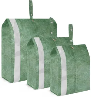 3 Set Travel Packing Cubes For Suitcases, Beautiful Green Leather, Stackable, Garment Bag Closet Storage, Luggage Space Saver, Organizadores De Maletas Para