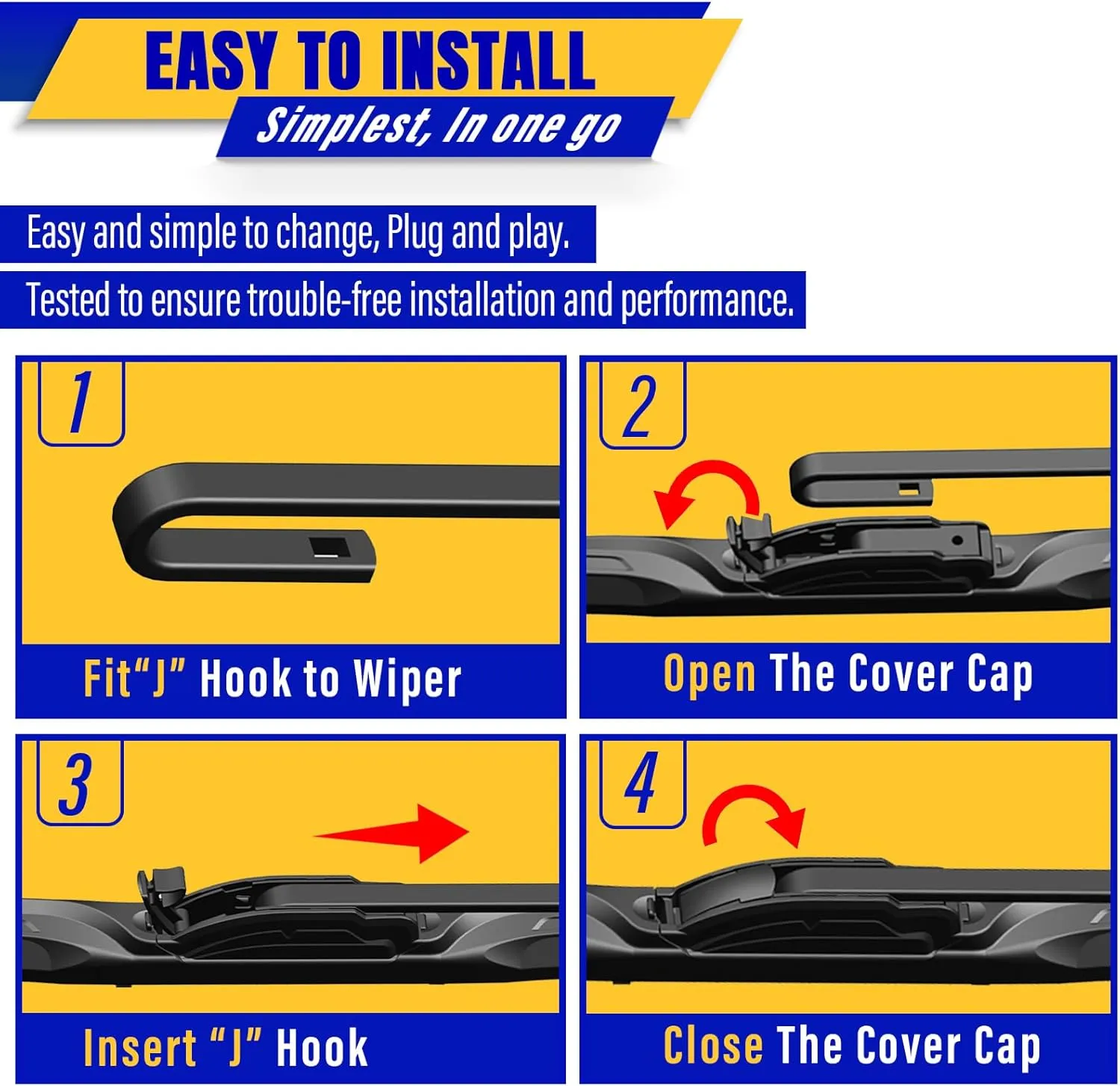 3 wipers Replacement for 2007-2015 Mazda CX-9, Windshield Wiper Blades Original Equipment Replacement - 26"/17"/14" (Set of 3) U/J HOOK