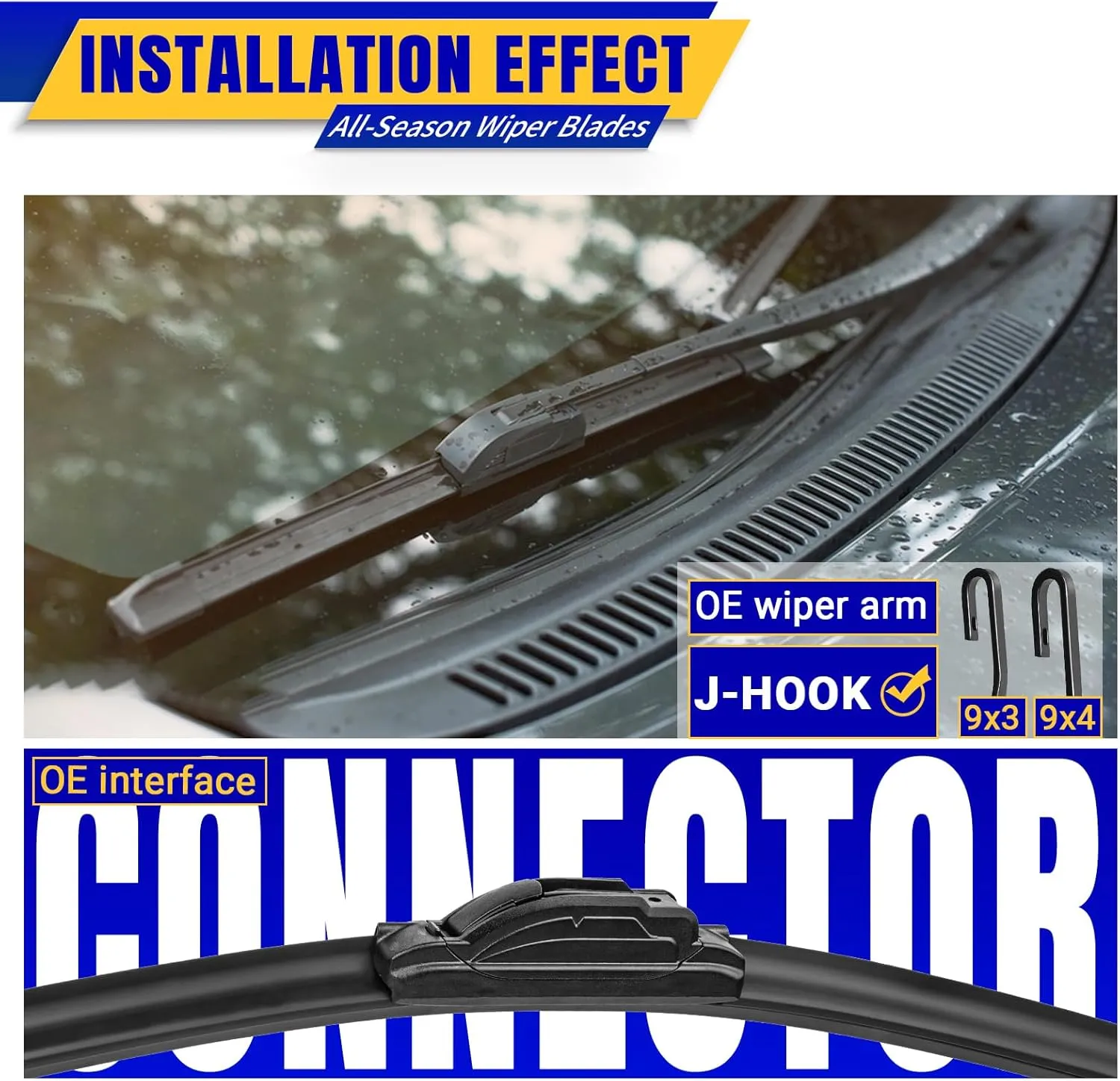 3 wipers Replacement for 2007-2015 Mazda CX-9, Windshield Wiper Blades Original Equipment Replacement - 26"/17"/14" (Set of 3) U/J HOOK