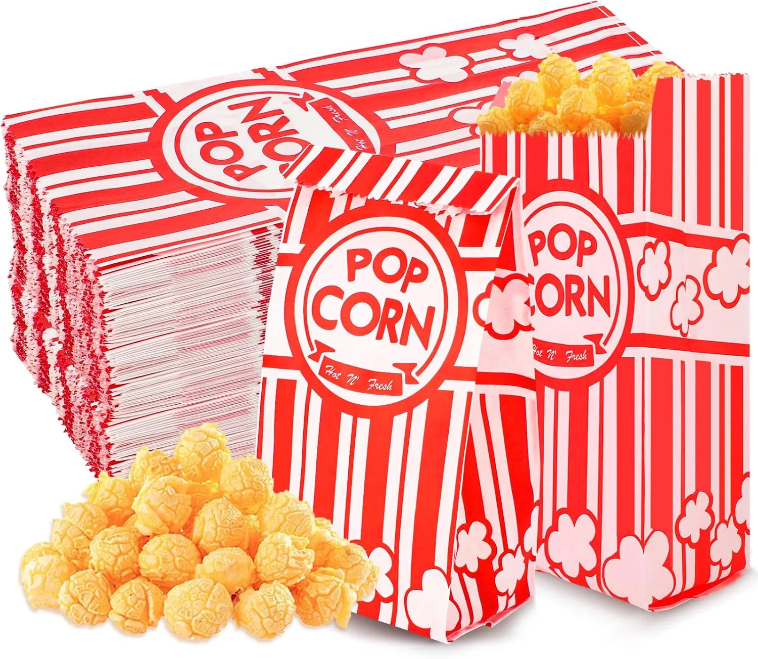 300 Pcs Popcorn Bags, 1 Oz Paper Popcorn Bags Individual Servings Bulk for Popcorn Machine Movie Nights Carnival Party Halloween Supplies