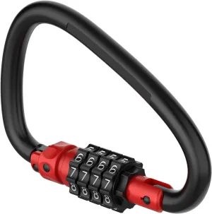 4-Digit Combination Locks, Heavy Duty D-Shaped Carabiner Clips, Keyless Security Combo Lock for Bike, Helmet, Suitcase Luggage, Ski Equipment, Travel Baggage Backpack (1, Red)