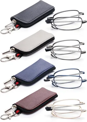4 Pack Compact Reading Glasses Pocket Foldable Readers for Women Men