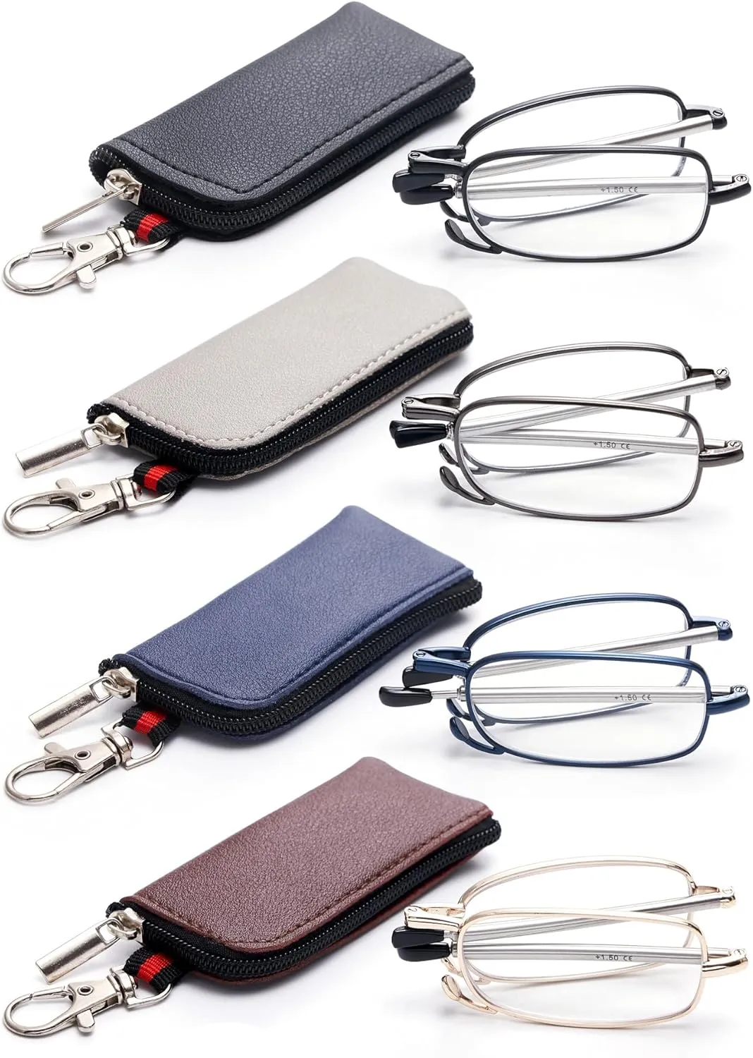 4 Pack Compact Reading Glasses Pocket Foldable Readers for Women Men