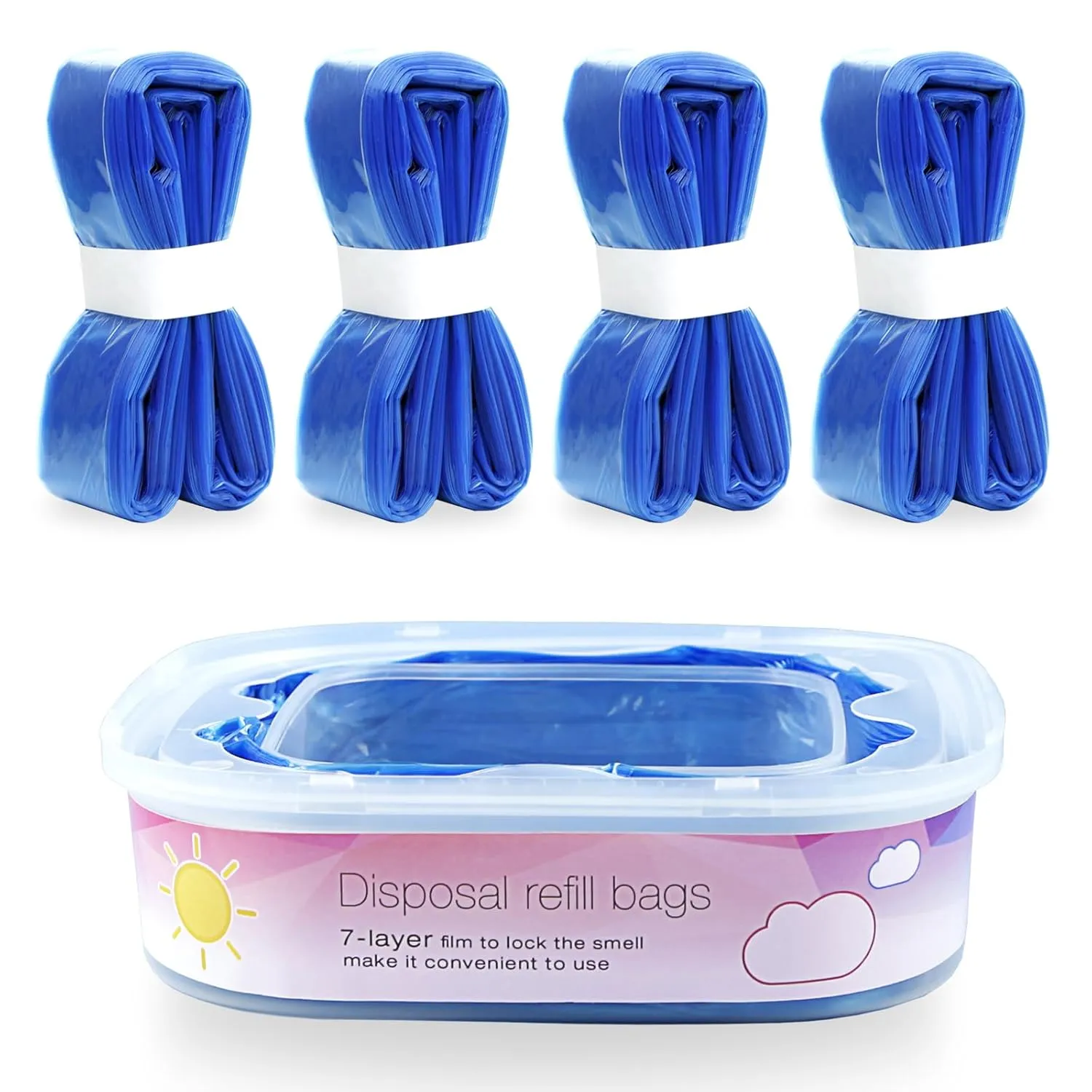 4 Pack Jumbo 28FT Diaper Pail Refills Bags Compatible with Diaper Genie Select Pail,Classic Pail,Compact Pai,Square Pails Including a Non-Original Cartridge   4 pcs Jumbo Diaper Pail Refills