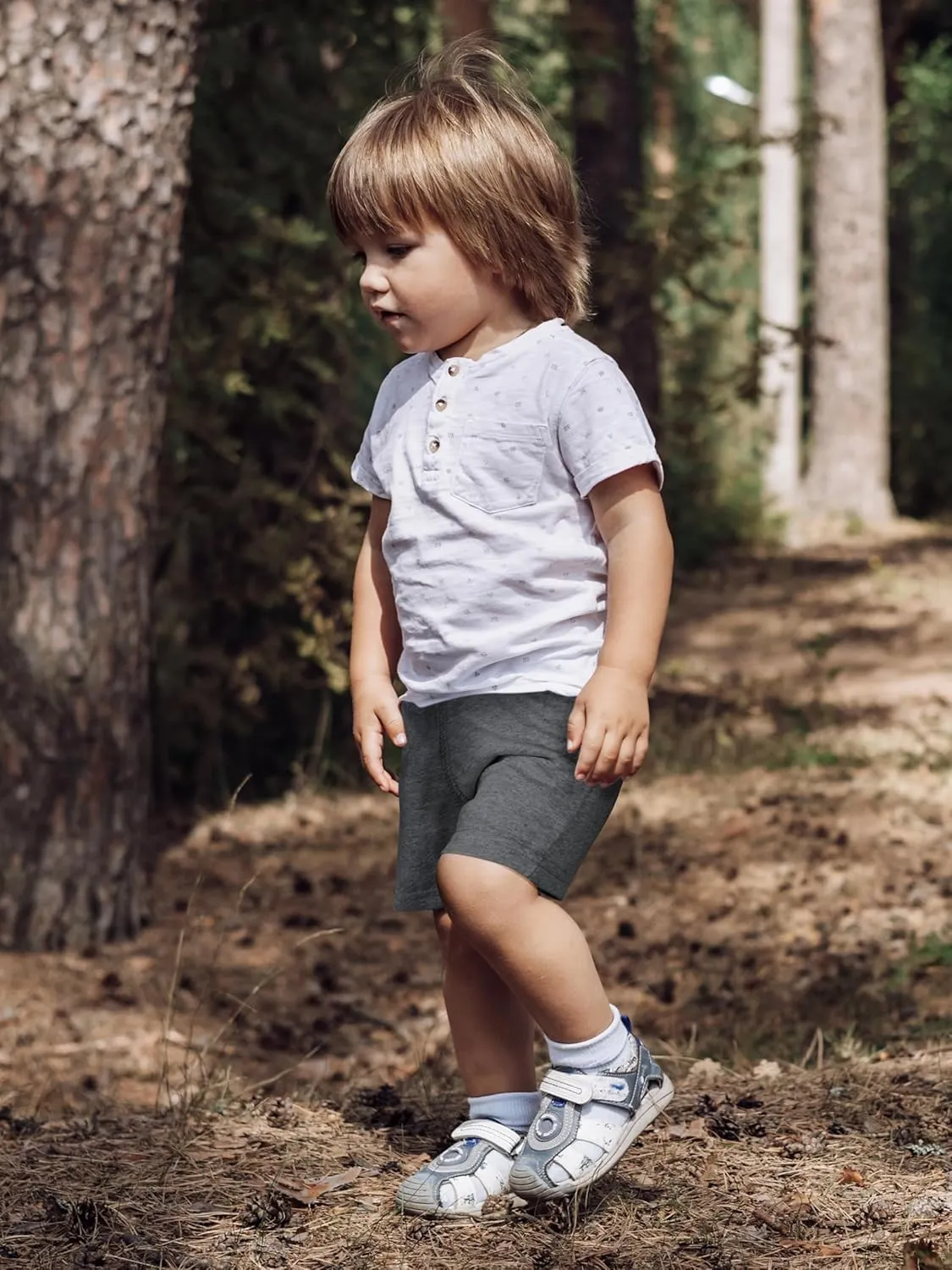 4 Pack Toddler Boys Shorts French Terry Boys Cotton Shorts with Drawstring Casual Elastic Waist