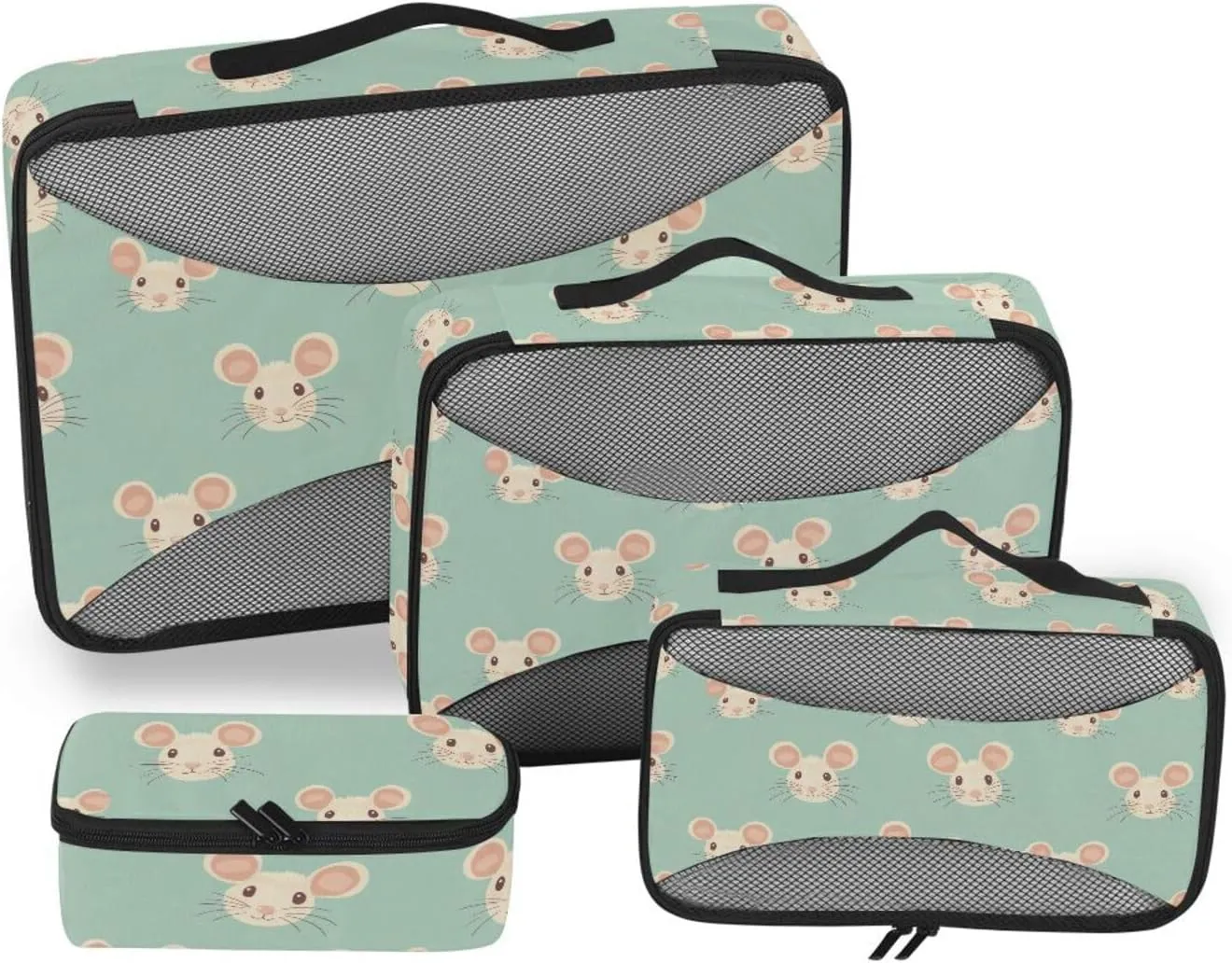 4 Pcs set luggage organizer bags Mesh Travel Essentials Boho Simple Style animal expandable compression packing cube