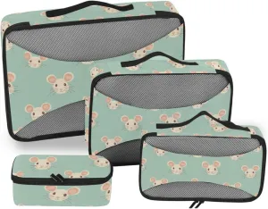 4 Pcs set luggage organizer bags Mesh Travel Essentials Boho Simple Style animal expandable compression packing cube
