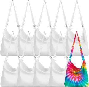 4 Pcs White Cotton Crossbody Bags for Tie Dye Bulk White Items Things to Tie Dye Party Supplies Adults DIY Projects