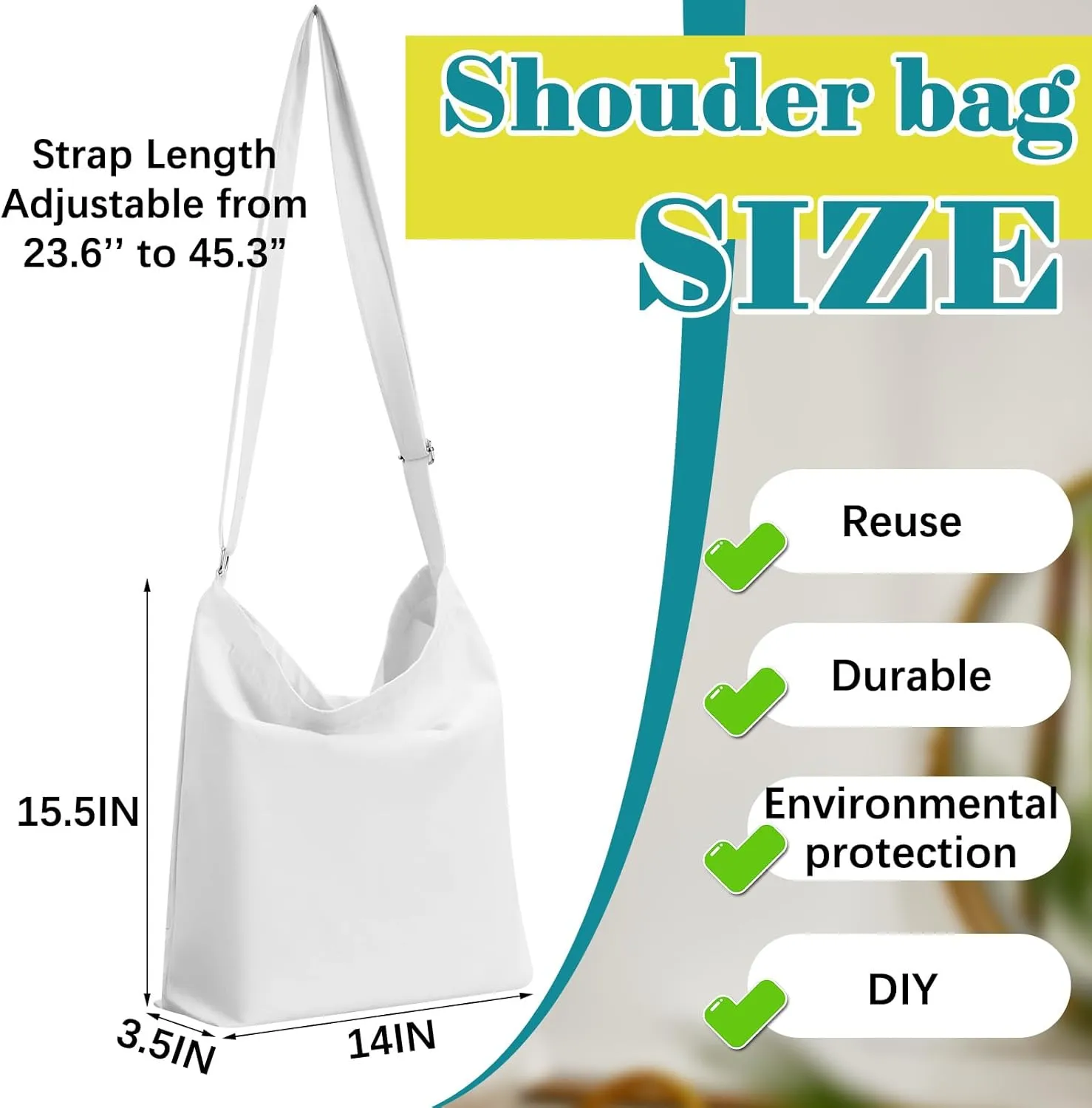 4 Pcs White Cotton Crossbody Bags for Tie Dye Bulk White Items Things to Tie Dye Party Supplies Adults DIY Projects