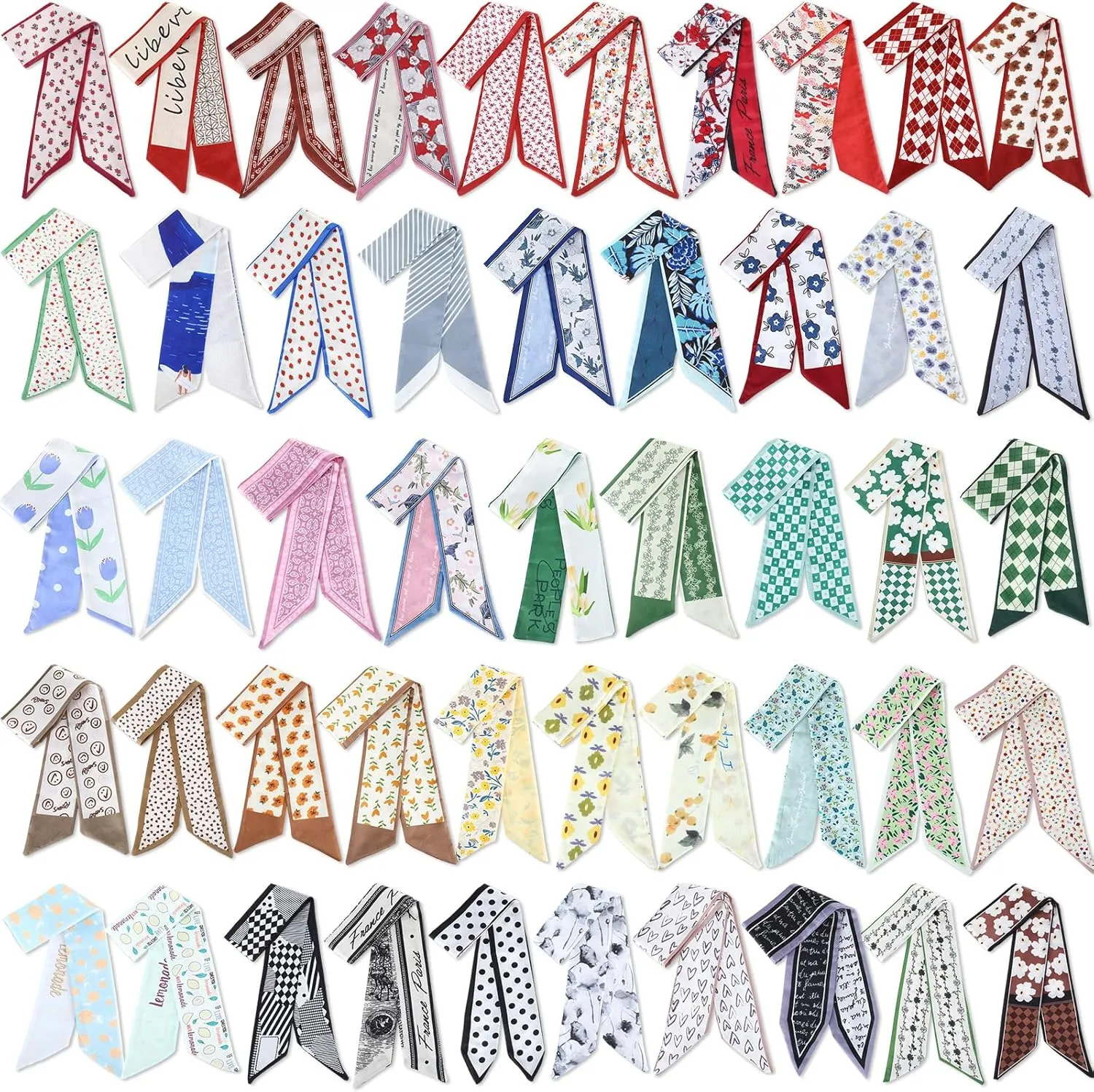 48 Pcs Bulk Purse Scarf Headband for Women Hair Purse Scarf Handbag Ribbon for Women Headband Neck Decorative Fashion Gifts