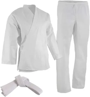 5 Oz. LIGHT WEIGHT KARATE UNIFORMS with WHITE FREE BELT