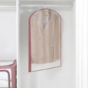 5 Pack Clear Garment Bags, Clothes Cover for Hanging with Side Zipper, Dust-Free Clothes Storage for Wardrobe and Travel(Pink,60x130cm)