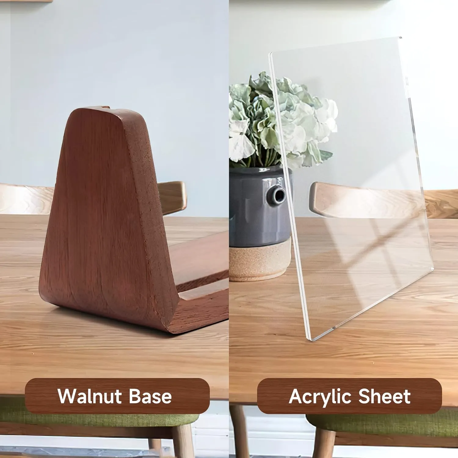5x7 picture frames, Solid Rustic Wooden Photo Frames with Walnut Wood Base and High Definition Acrylic Glass Covers - for Tabletop or Desktop Display (5x7 inch, Horizontal)
