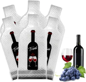 6 Set Reusable Wine Bottle Travel Protector Bags - Double Layer Leak Proof, Impact Resistant, Perfect for Airplane, Car, Cruise Travel