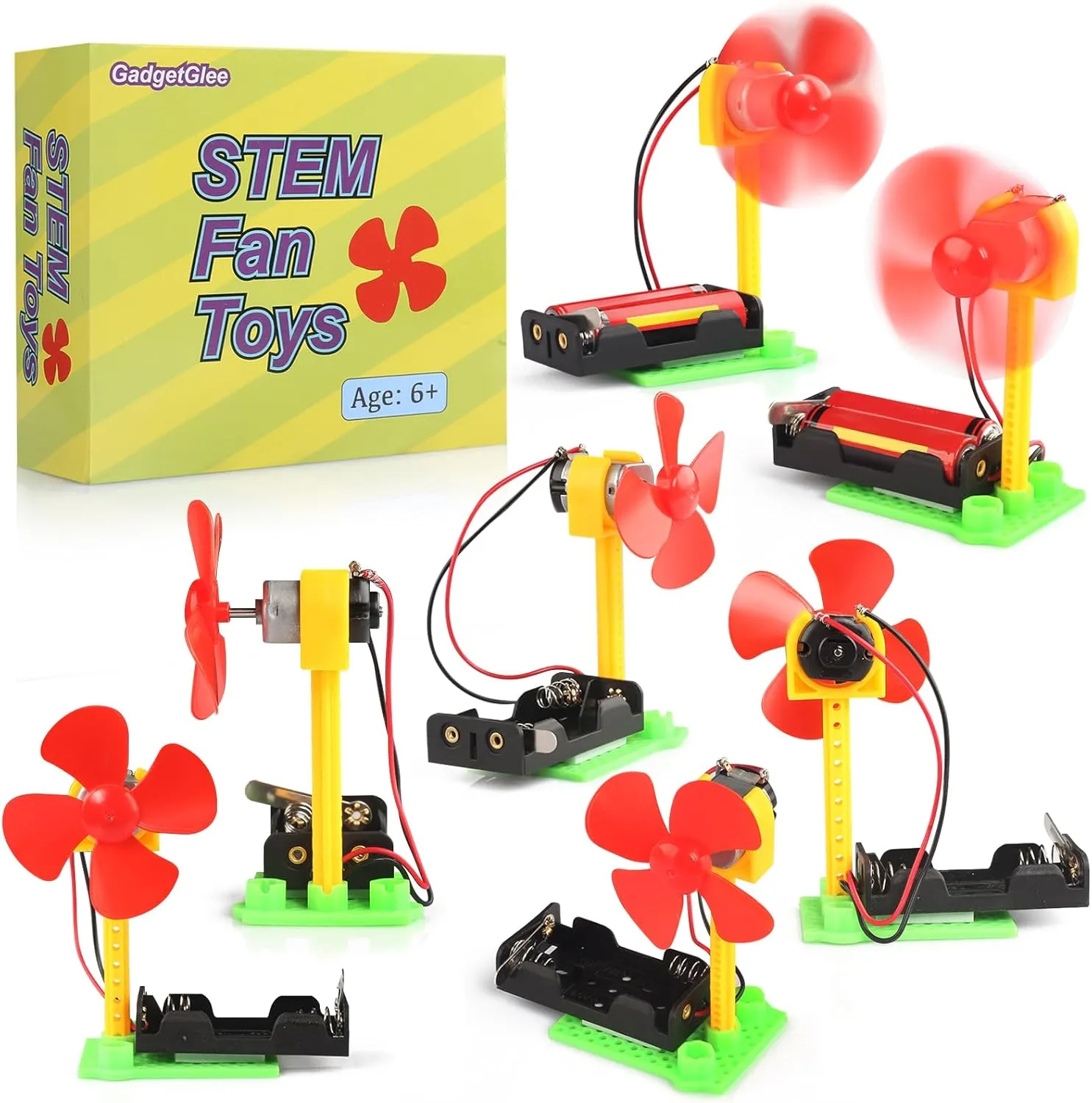 7 Bulk STEM Kits Science Toys for Kids 8-12, Simple Circuit Kit Classroom Craft School Science Fair Project, Build Your Own Electric Fan Experiments, Boys Party Favors Activities Goodie Bag Stuffers