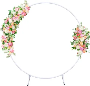 7.2ft Balloon Arch Stand White Metal Arch Backdrop Stand Circle Round Arch Frame Wedding Arch for Ceremony Birthday Party Anniversary Graduation Decoration