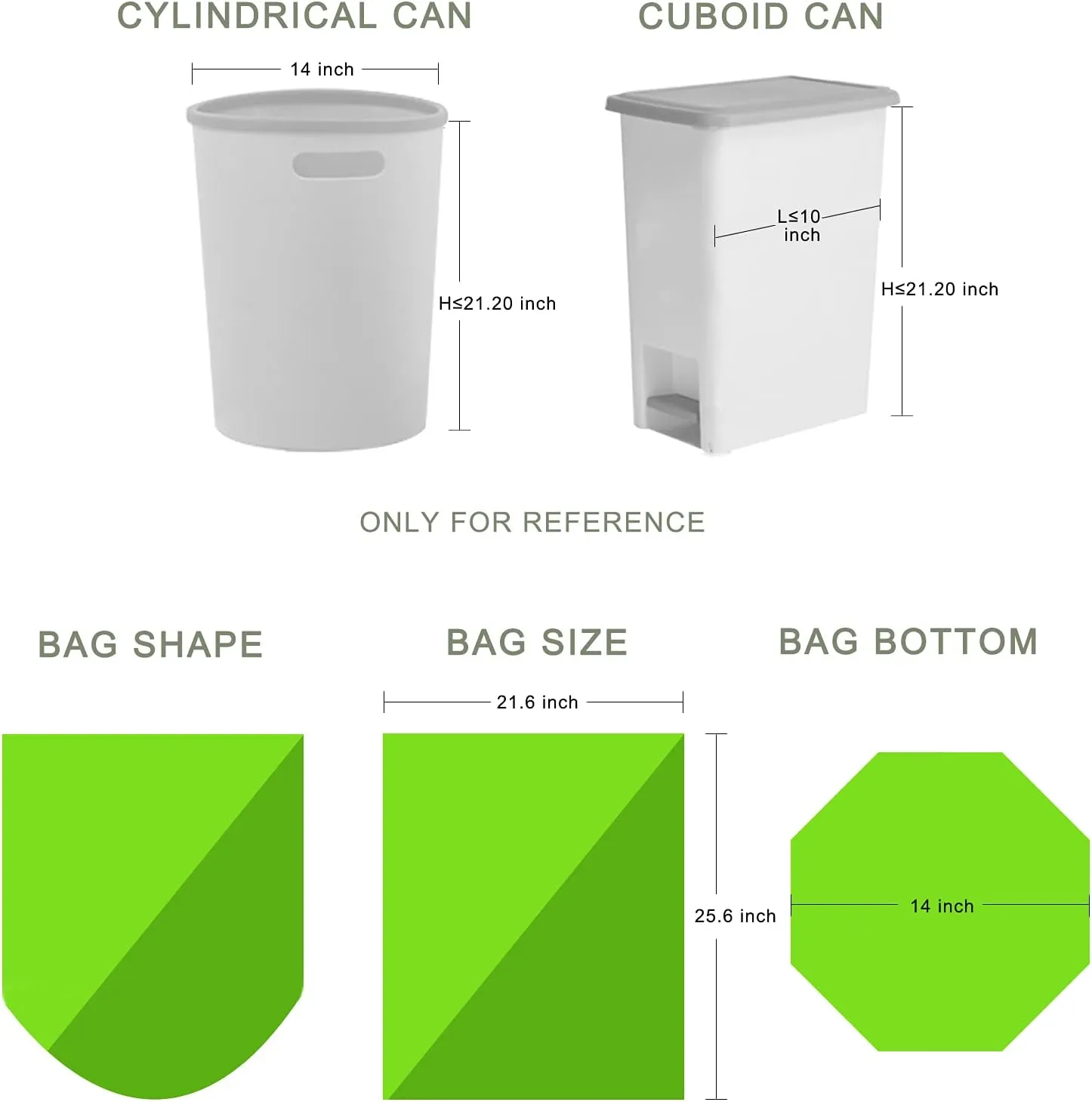 8 Gallon Trash Bags, Inwaysin Garbage Bags Compatible with Simple Human H Trash Can, Compostable 6-9 Gal 30L ( Clear Green, 100 Count (Pack of 1))