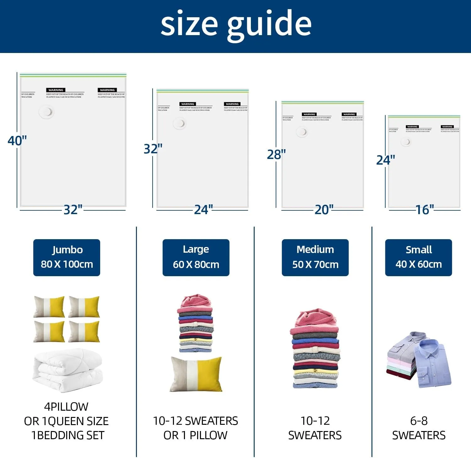 8-Pack Heavy-Duty Premium Vacuum Storage Bags – 80% Space Saving! 8 Jumbo 39”X31”(100 x80cm) FREE ELECTRIC Pump. Ultra-Thick, Airtight & Reusable vacuum seal bags for clothing