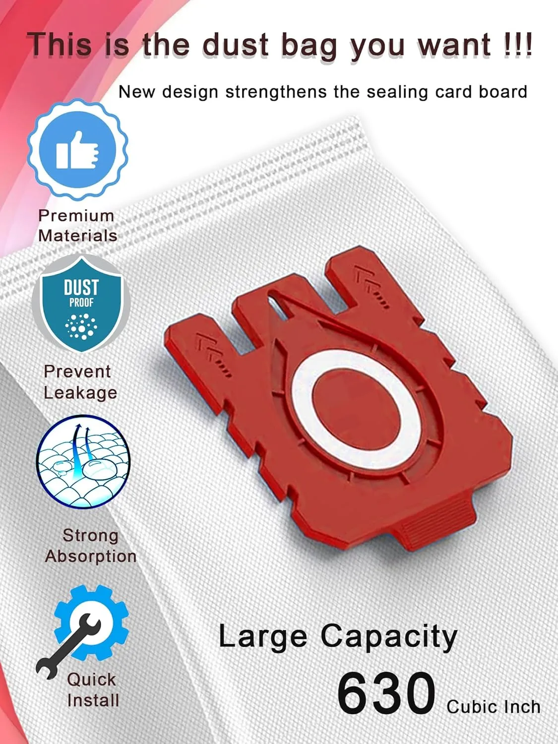 8 Pcs 3D Improved Vacuum Cleaner Dust Bags Replacement parts for Miele Vacuum Cleaner FJM and GN Bag. Model: Complete C1/C2/C3, Compact C1/C2, Classic C1, S8, S6, S5, S4, S2