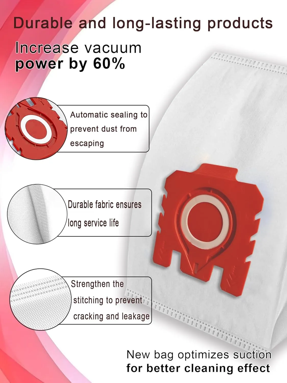 8 Pcs 3D Improved Vacuum Cleaner Dust Bags Replacement parts for Miele Vacuum Cleaner FJM and GN Bag. Model: Complete C1/C2/C3, Compact C1/C2, Classic C1, S8, S6, S5, S4, S2