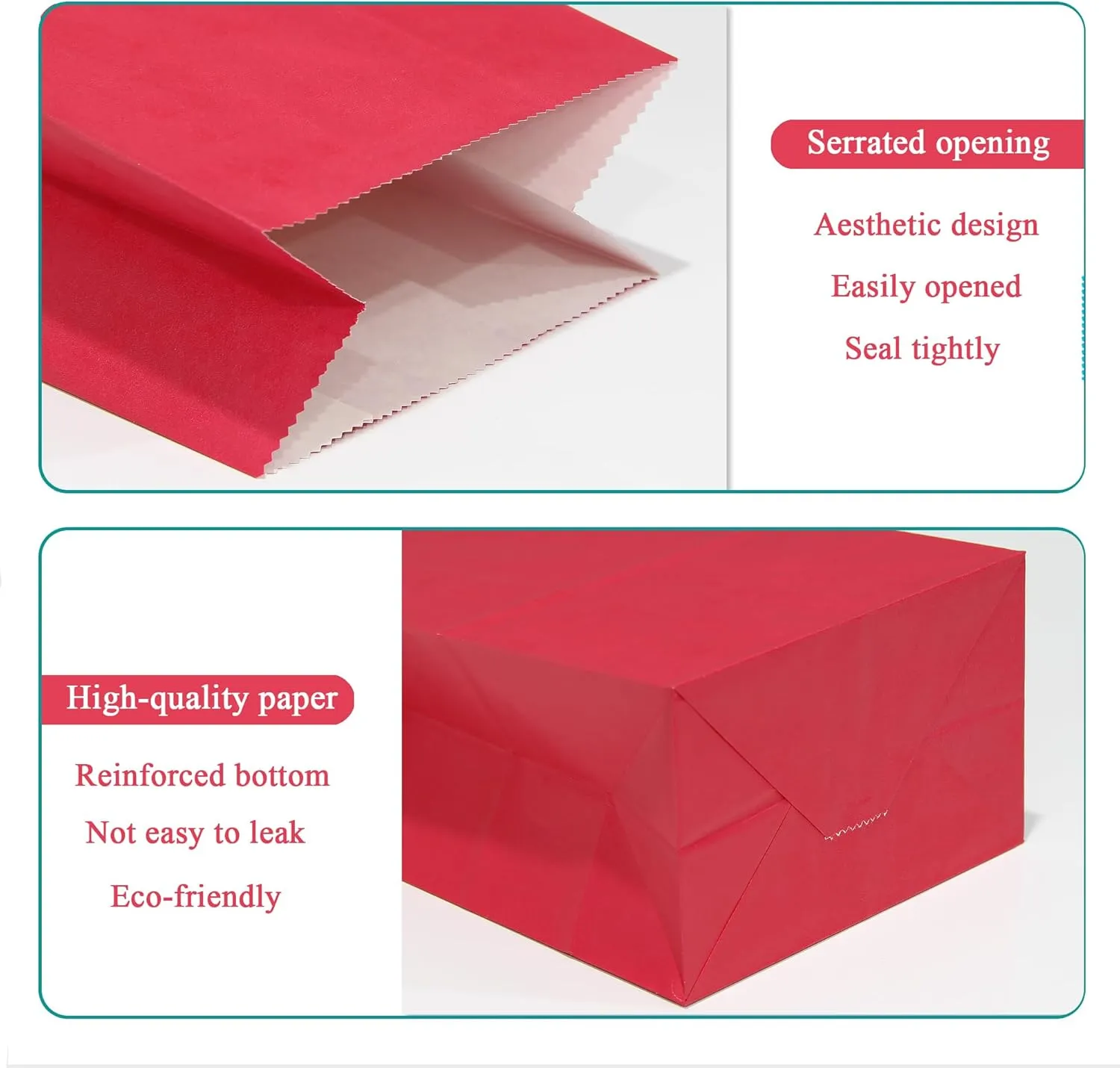80Pcs Party Favor Small Paper Lunch Bags - Red Goody Gift Bags for Wedding, Kid's Birthday Party - 5.1x3.1x9.4 Inch