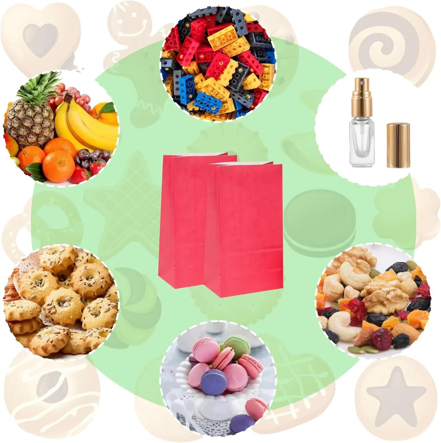 80Pcs Party Favor Small Paper Lunch Bags - Red Goody Gift Bags for Wedding, Kid's Birthday Party - 5.1x3.1x9.4 Inch