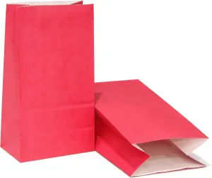80Pcs Party Favor Small Paper Lunch Bags - Red Goody Gift Bags for Wedding, Kid's Birthday Party - 5.1x3.1x9.4 Inch