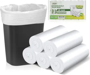 85 Counts 13 Gallon Trash Bag Biodegradable, Inwaysin Ultra Thick & Strong 13 Gallon Kitchen Trash Bags, Unscented 13 Gallon Kitchen Garbage Bags, Easy Tearing for Kitchen, Bedroom, Office