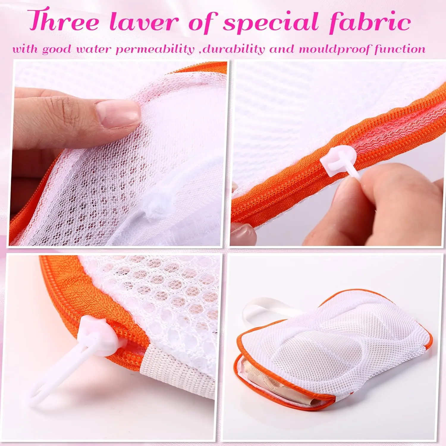9 Pcs Bra Washing Bags for Laundry Extra Large Mesh Brassiere Bra Laundry Bags with Zipper for Washing Machine Anti Deformation(Gray, Blue, Orange)