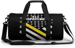 911 Dispatcher Thin Gold Line Flag Gym Duffel Bag Sports Backpack Waterproof Shoulder Bag Travel Weekender Funny