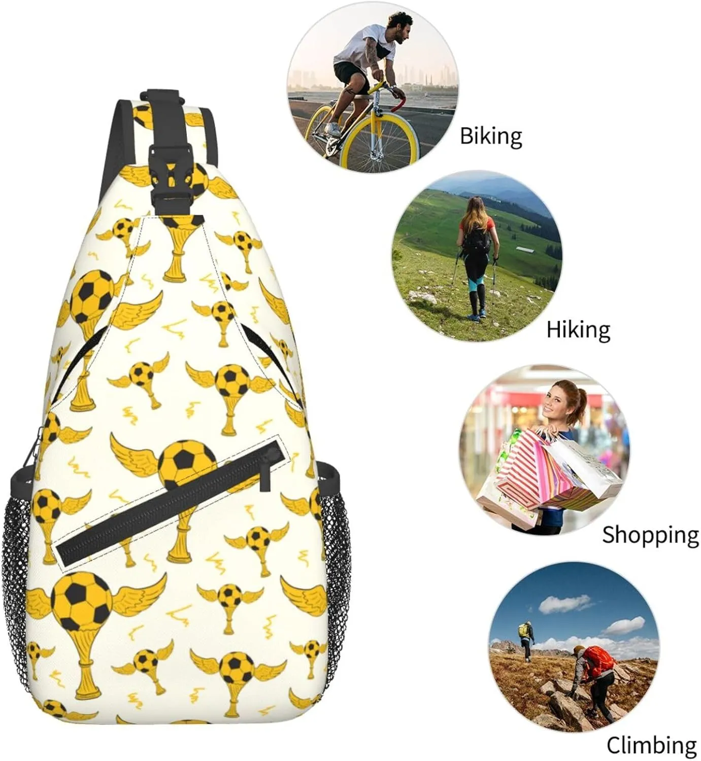 A Football Championship With Wings Chest Sling Bag Crossbody Shoulder Backpack Bag Gym Cycling Daypack Travel Hiking Cross Bag