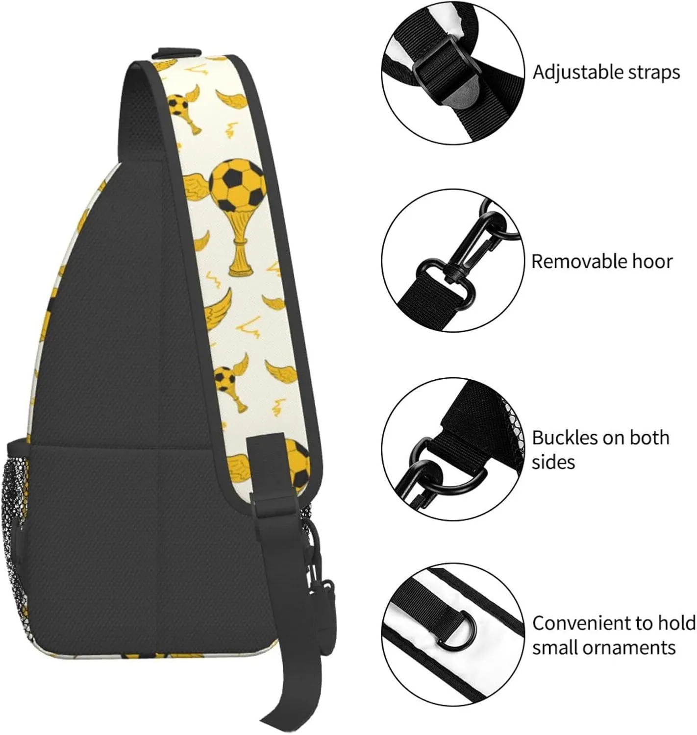 A Football Championship With Wings Chest Sling Bag Crossbody Shoulder Backpack Bag Gym Cycling Daypack Travel Hiking Cross Bag