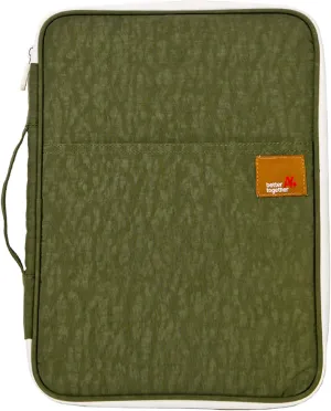 A4 Document Portable Organizer Bag Waterproof Portfolio Office Zipper Case for Travel Office Business Holiday Meeting Interview (Olive Green)