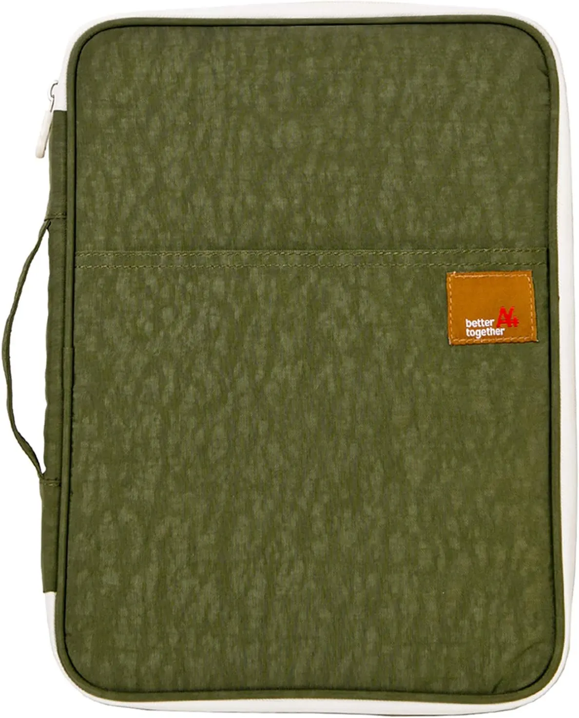 A4 Document Portable Organizer Bag Waterproof Portfolio Office Zipper Case for Travel Office Business Holiday Meeting Interview (Olive Green)