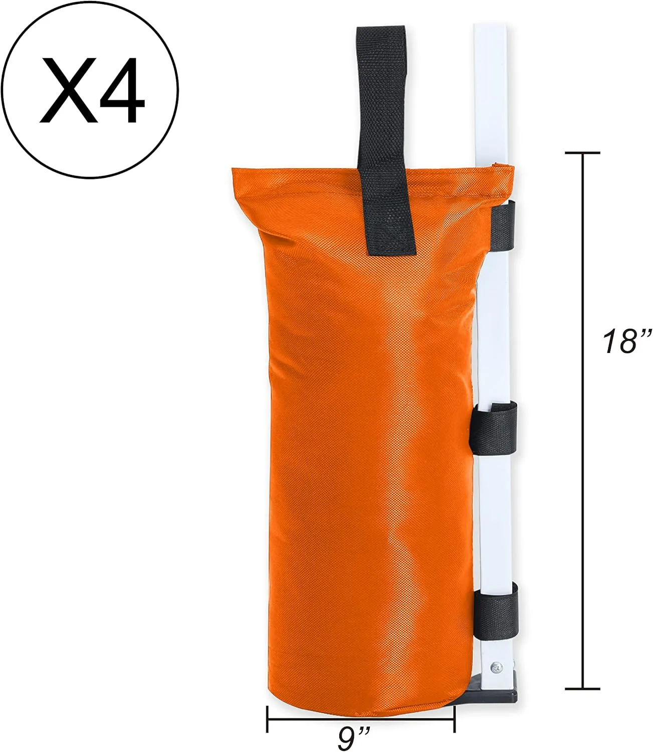 ABCCANOPY Canopy Weights Set of 4-120LBS Sand Bags for Pop up Tent, Weight Bags for Outdoor Gazebo, Trampoline, Pergola, Orange (Without Sand)
