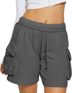 ABOCIW Womens Sweat Shorts with Pockets Elastic Waist Summer Workout Casual Lounge Shorts