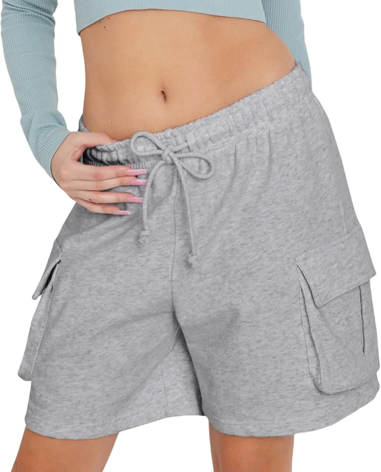 ABOCIW Womens Sweat Shorts with Pockets Elastic Waist Summer Workout Casual Lounge Shorts