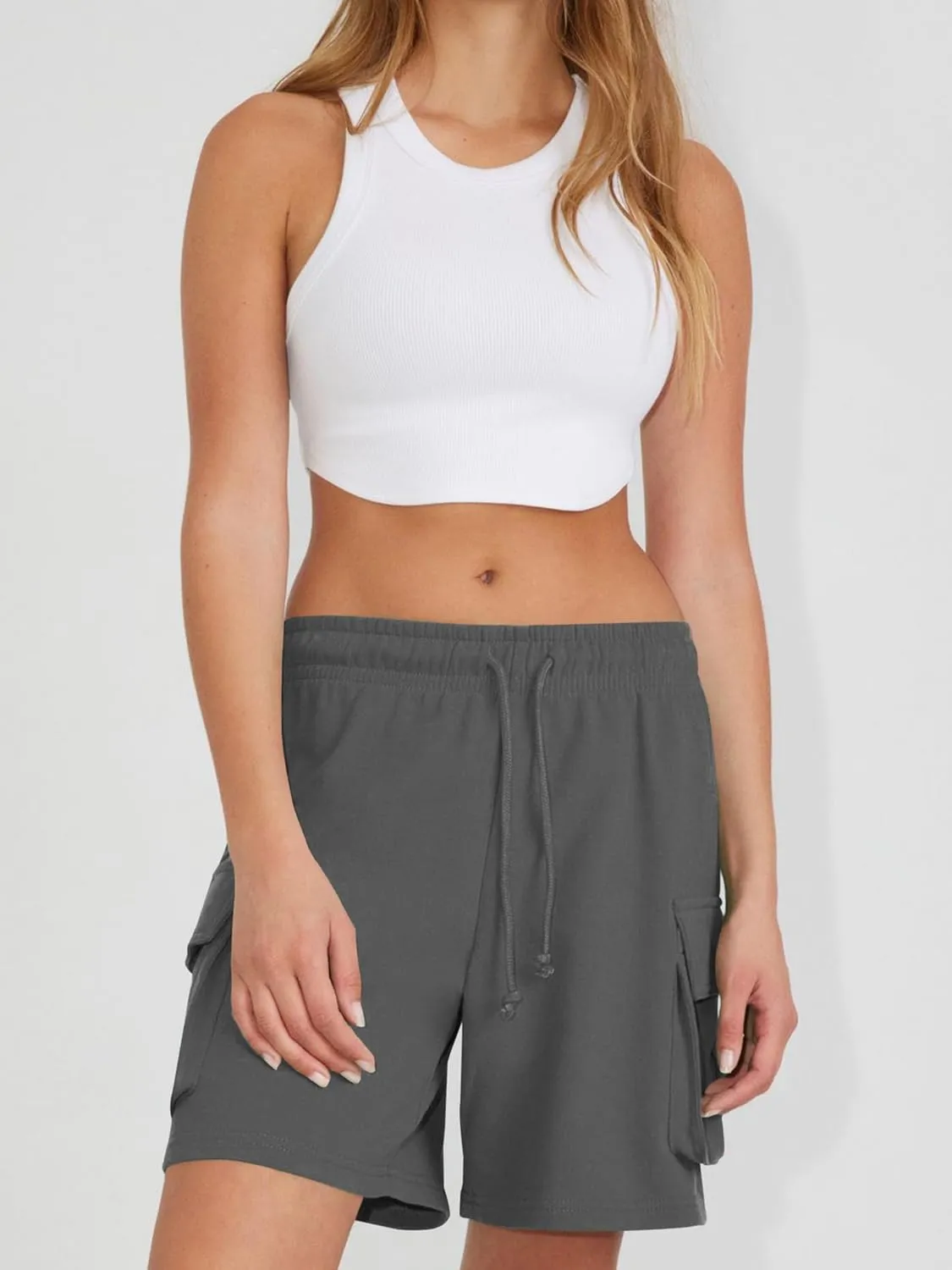 ABOCIW Womens Sweat Shorts with Pockets Elastic Waist Summer Workout Casual Lounge Shorts