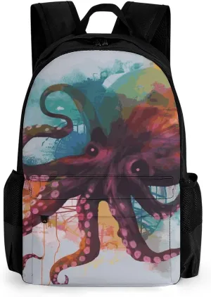 Abstract Colorful Octopus Travel Backpack Nurse Bag With 2 Pockets Casual Daypack Laptop Backpacks for Men & Women Kids