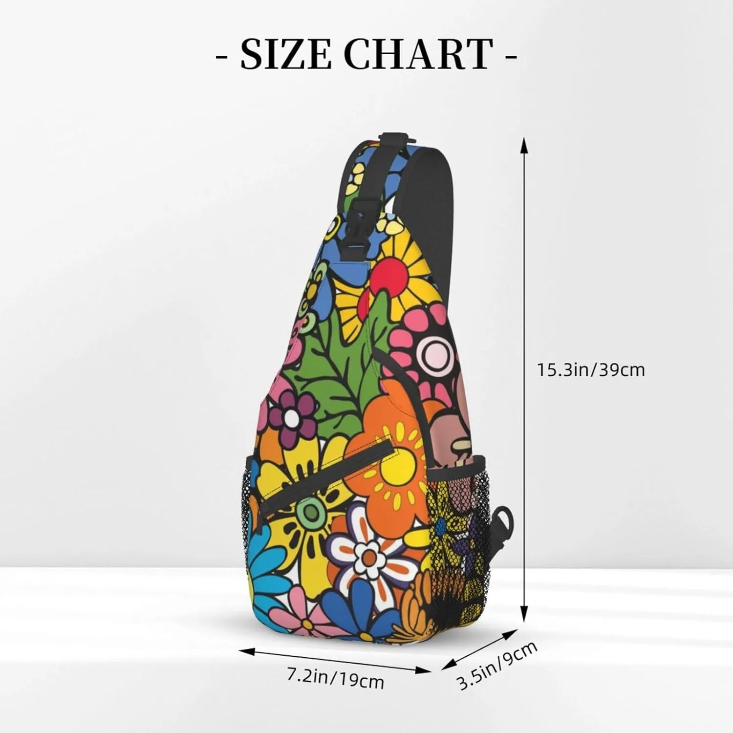 Abstract Hippie Flower 60s 70s Crossbody Backpack Chest Bag For Men Women Large Capacity Shoulder Sling Bag Cycling Travel Daypack