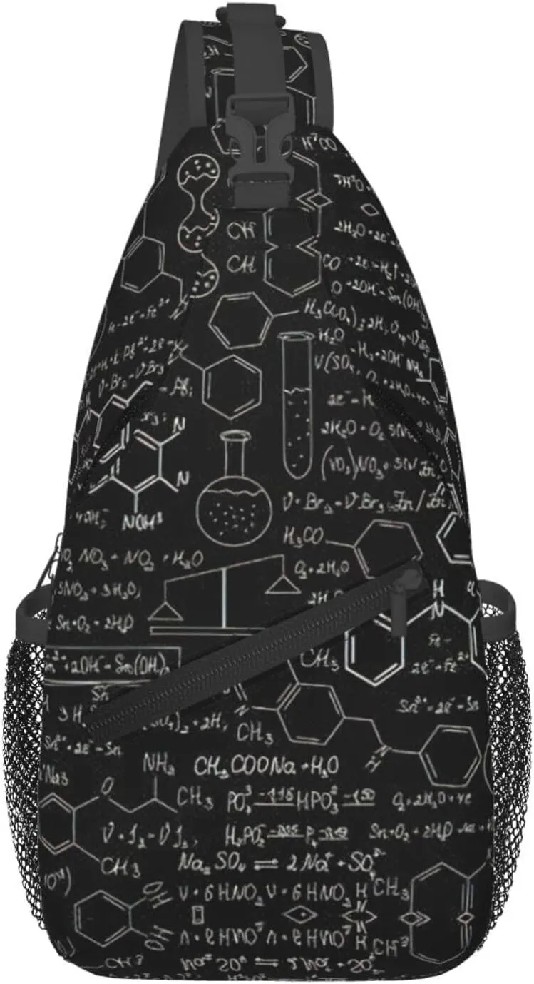 Abstract Science Chemistry Illustration 3d Print Crossbody Sling Bag, Lightweight Shoulder Backpack Adjustable Outdoor Travel Cycling Bag
