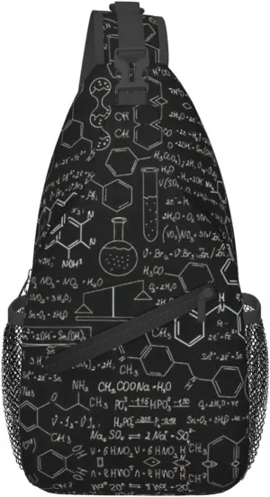 Abstract Science Chemistry Illustration 3d Print Crossbody Sling Bag, Lightweight Shoulder Backpack Adjustable Outdoor Travel Cycling Bag