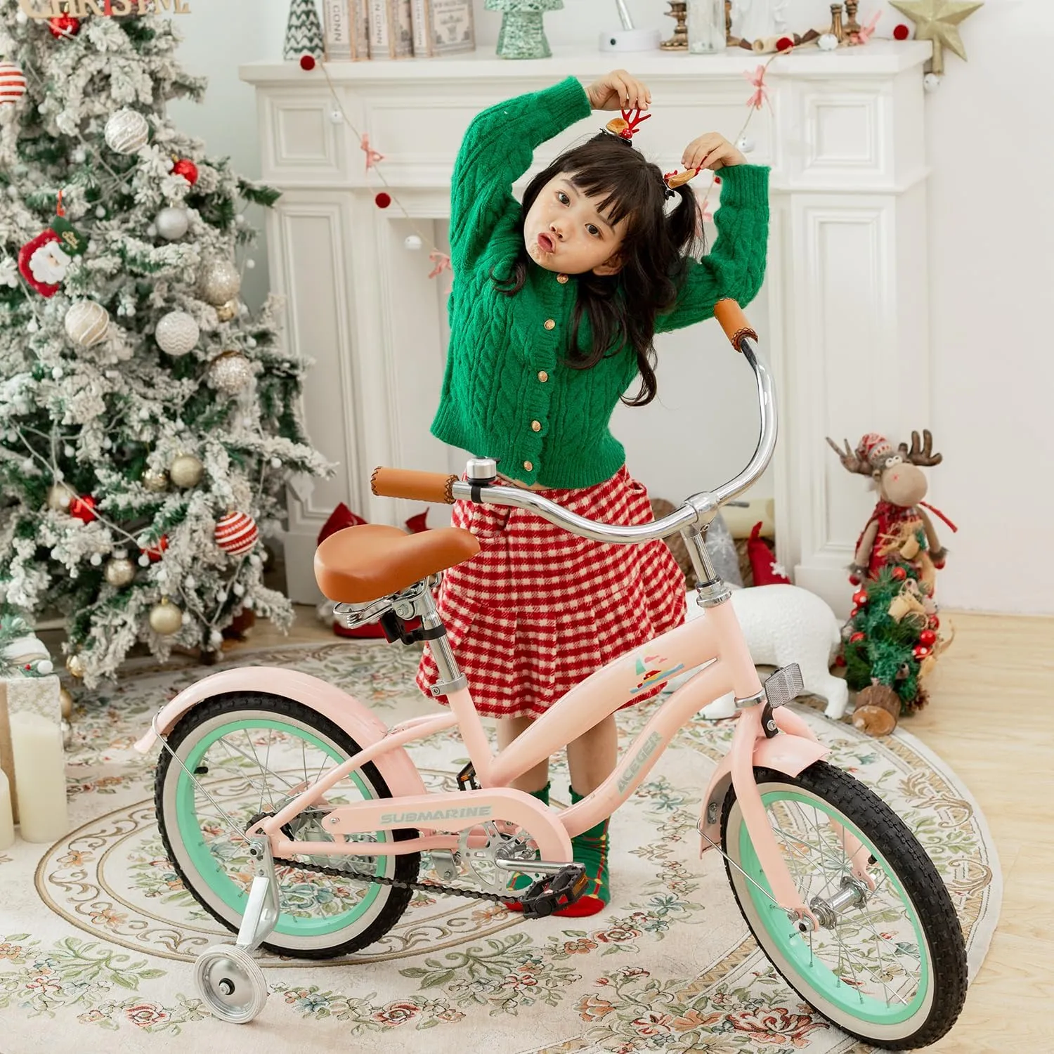 ACEGER Girls Beach Cruiser Bike for Kids 5-13 Years Old, 16" 18" 20" 24" Single Speed Kids Bicycle Included Coaster Brake, Front and Rear Reflectors, 24" 7 Speeds with Dual Brakes