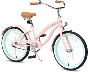ACEGER Girls Beach Cruiser Bike for Kids 5-13 Years Old, 16" 18" 20" 24" Single Speed Kids Bicycle Included Coaster Brake, Front and Rear Reflectors, 24" 7 Speeds with Dual Brakes
