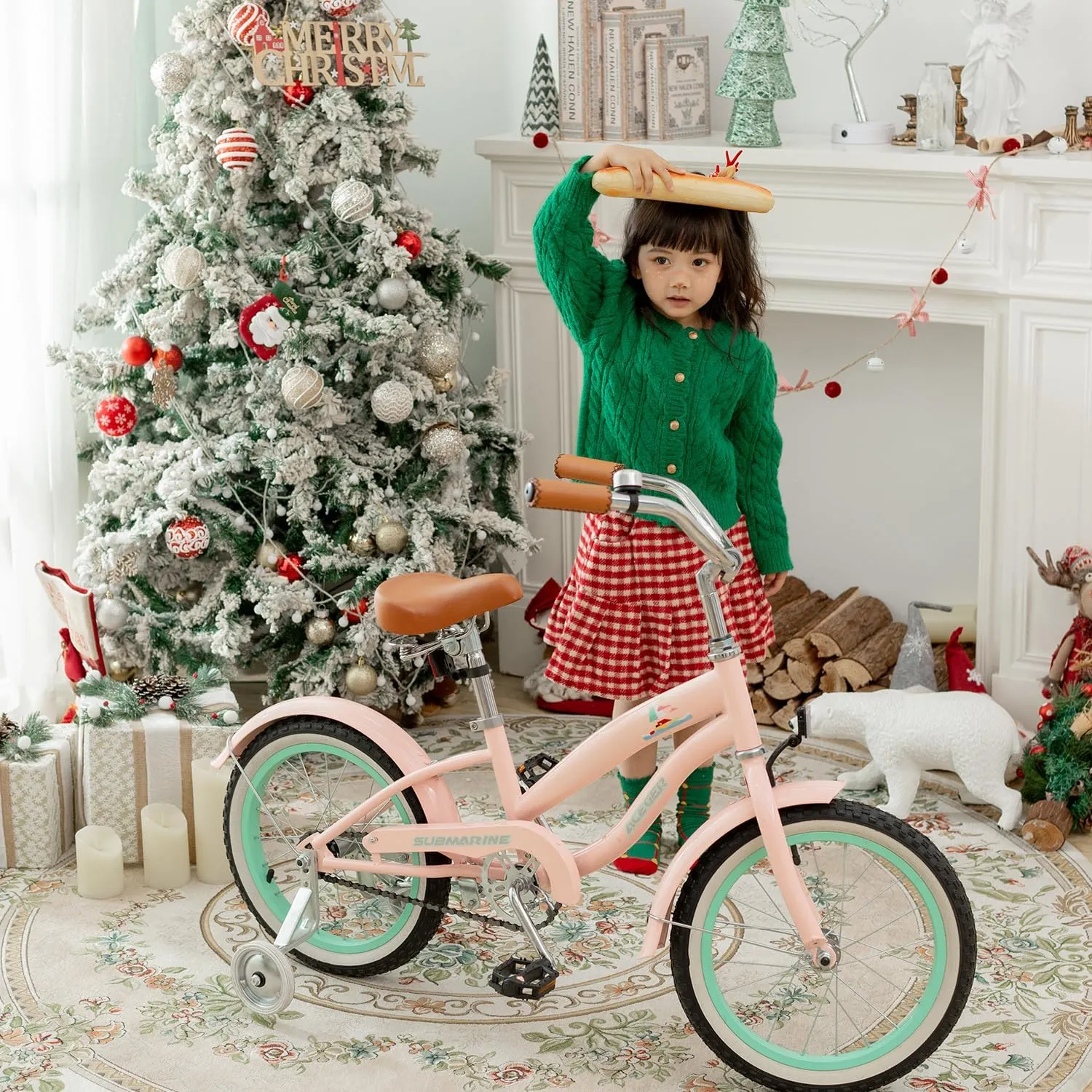 ACEGER Girls Beach Cruiser Bike for Kids 5-13 Years Old, 16" 18" 20" 24" Single Speed Kids Bicycle Included Coaster Brake, Front and Rear Reflectors, 24" 7 Speeds with Dual Brakes