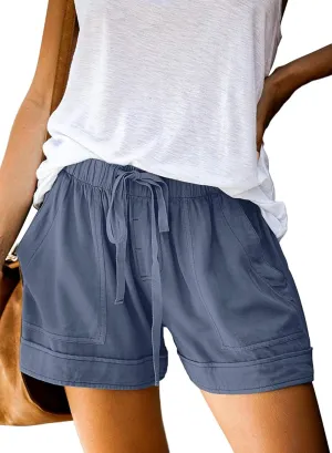 Acelitt Women Comfy Drawstring Casual Elastic Waist Pocketed Shorts,S-3XL